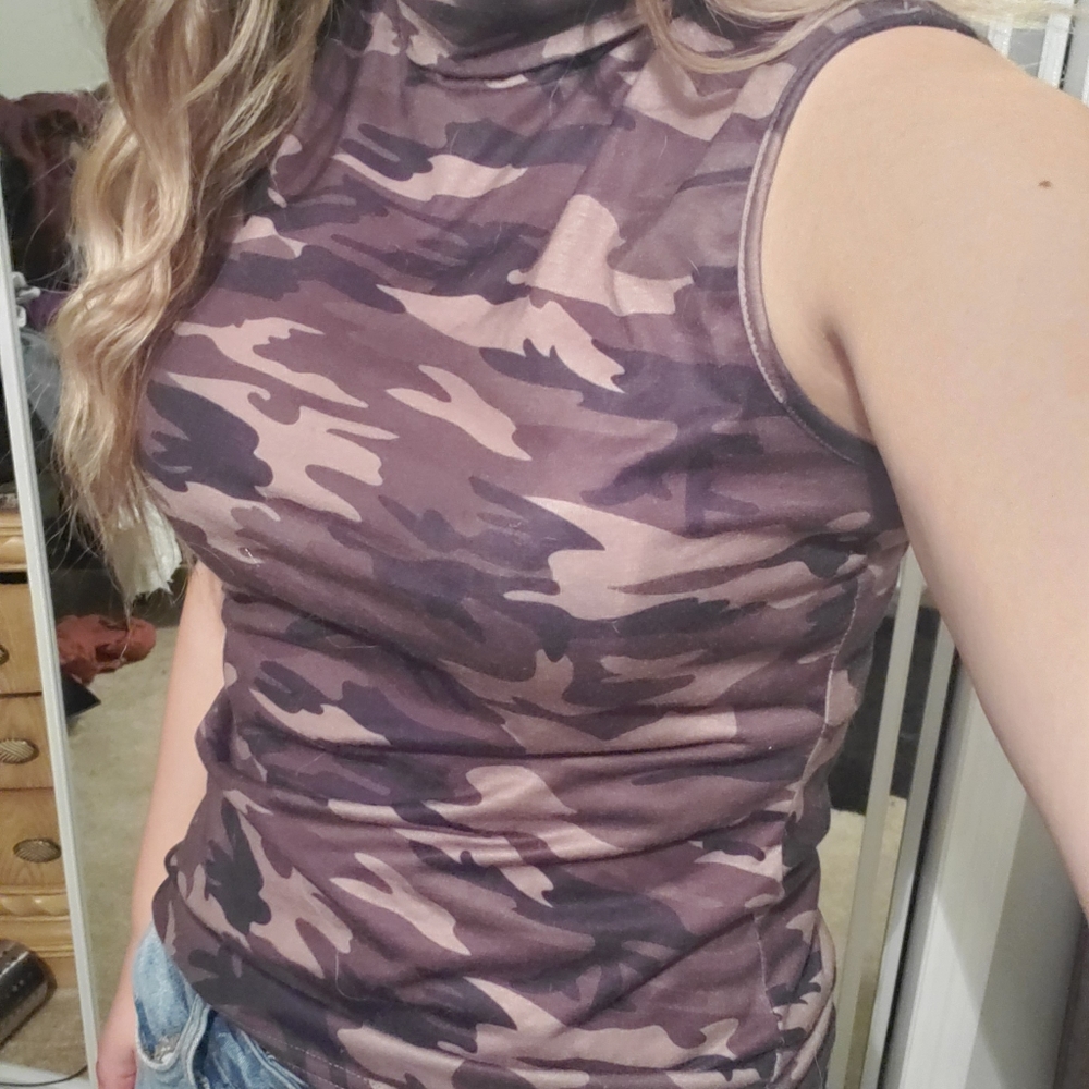Camo Turtleneck Tank